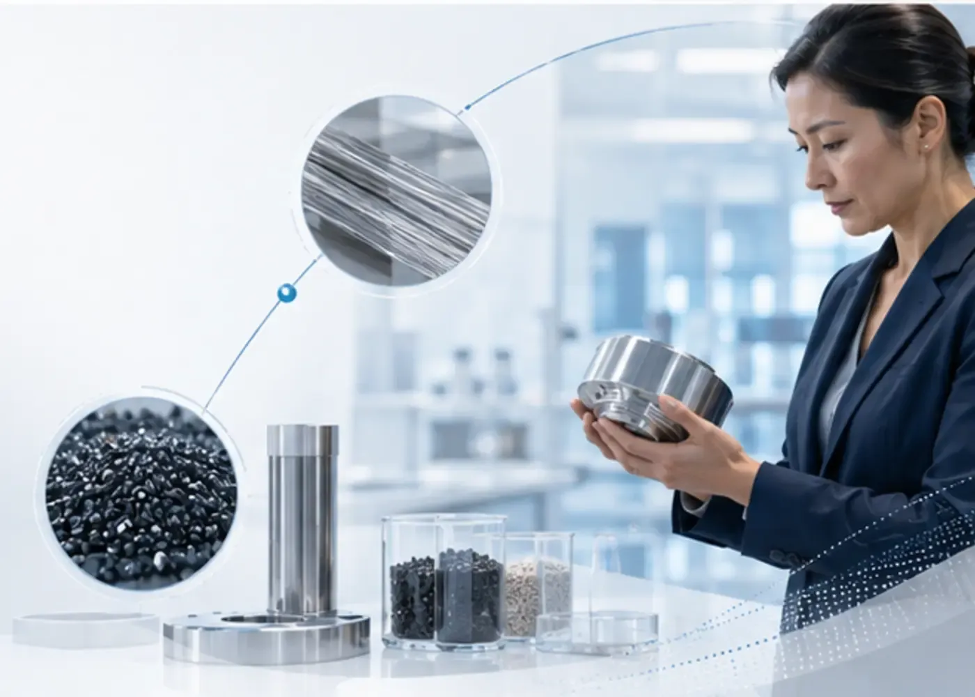 Product sample under inspection in a laboratory