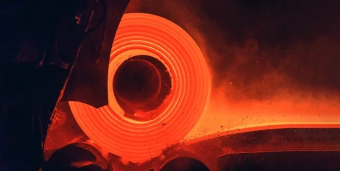 Steel coils staged for shipment