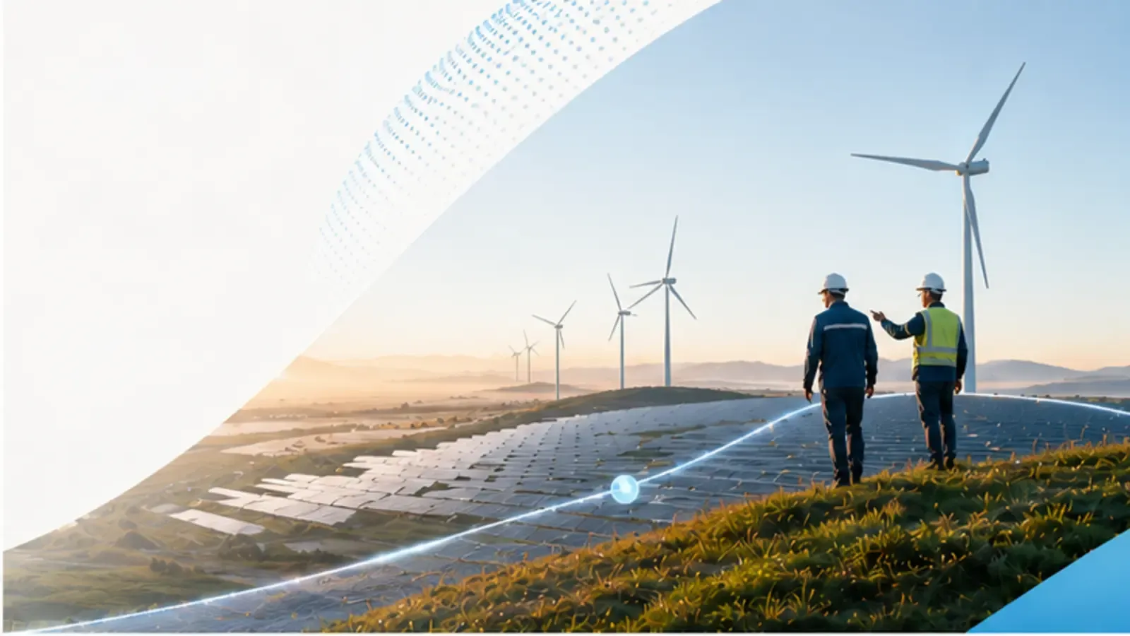 Two engineers at a wind farm